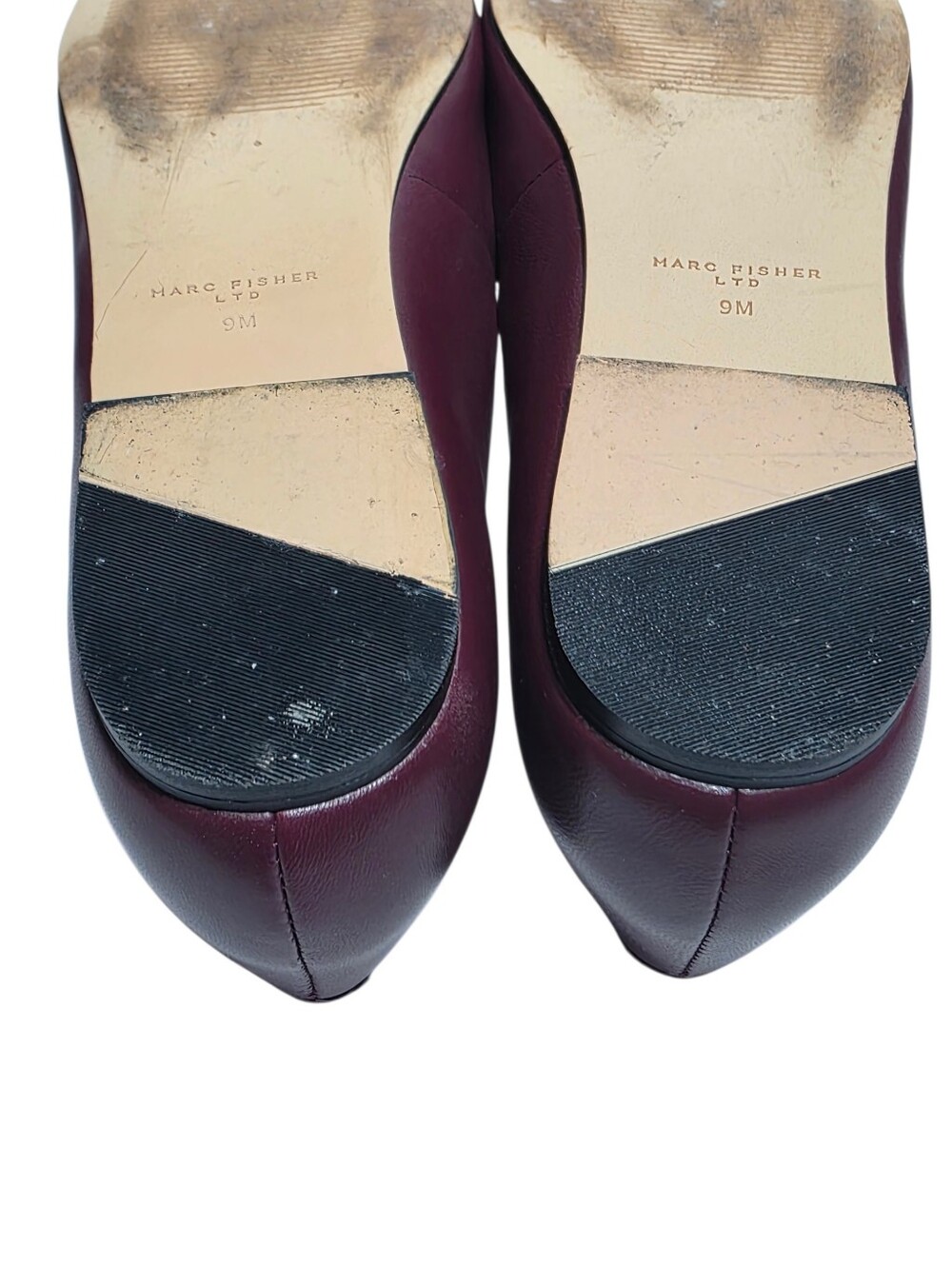 EUC MARC FISHER URELLA MARY JANE LEATHER FLAT BURGUNDY SZ 9 - Picture 6 of 8